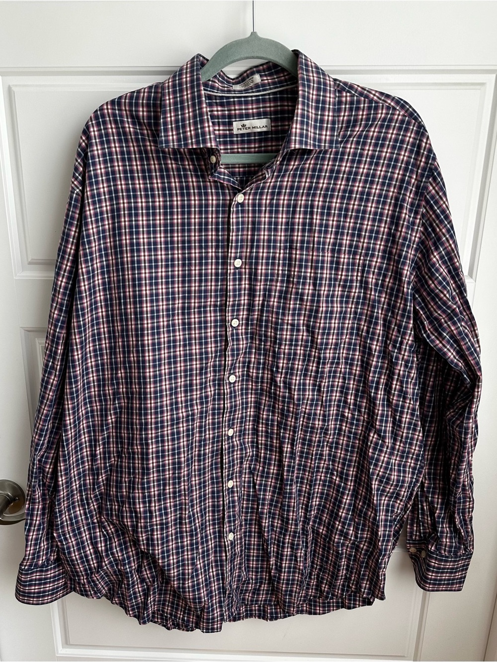 Peter Millar Men's Long-Sleeve Plaid Button-Down Shirt Size XL